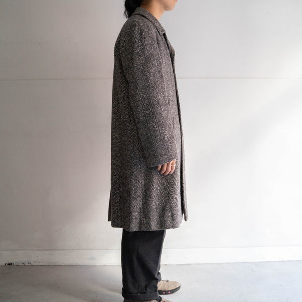 around 1970s France gray color herring bone weave tweed coat