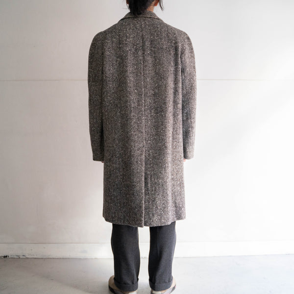 around 1970s France gray color herring bone weave tweed coat