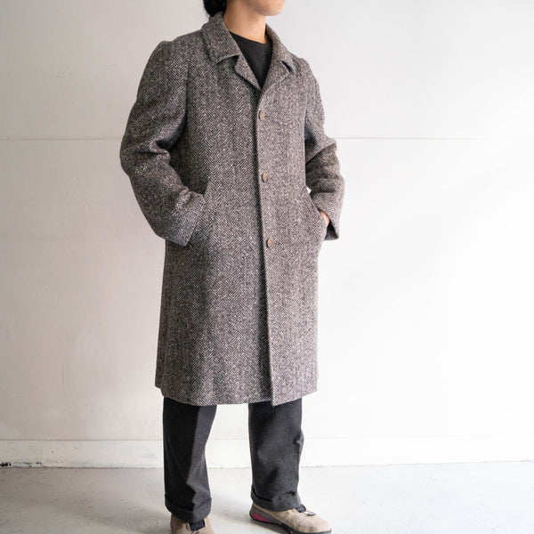 around 1970s France gray color herring bone weave tweed coat