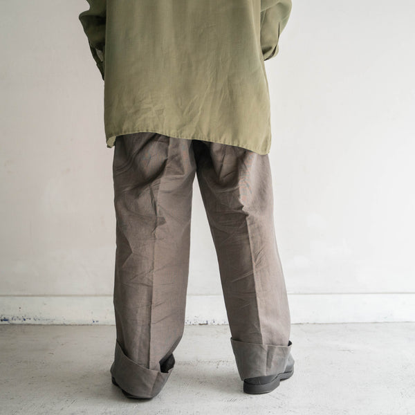 1990s Japan vintage brown cotton × linen slacks -sun fade-