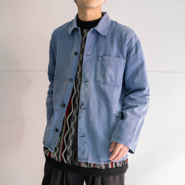 around 1970s Belgium faded blue work jacket with back belt