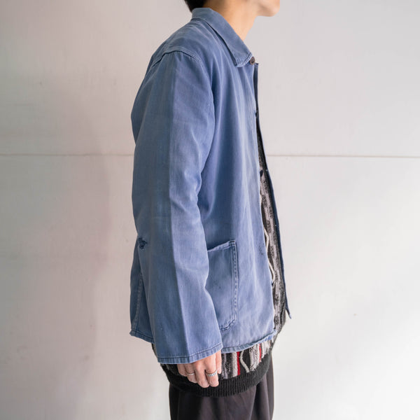 around 1970s Belgium faded blue work jacket with back belt