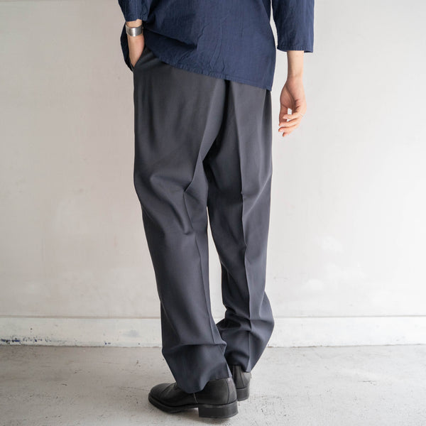 1990s Japan vintage dark blue 2 tuck slacks -light weight-