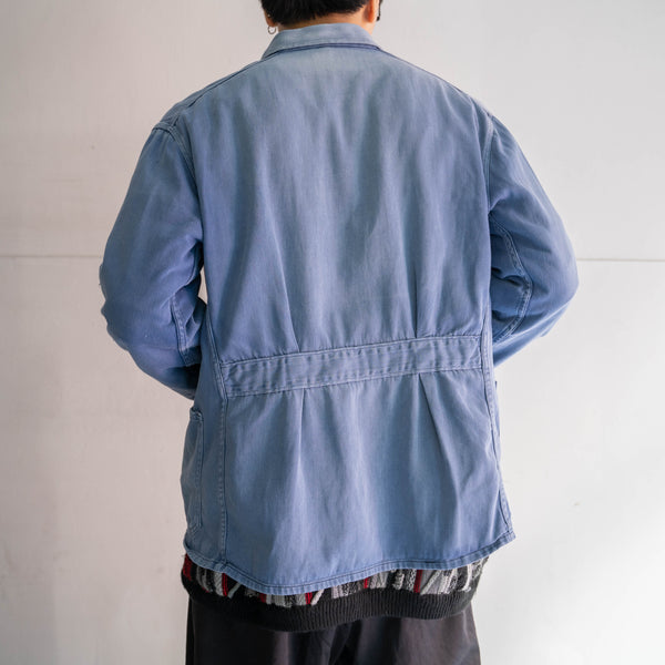 around 1970s Belgium faded blue work jacket with back belt