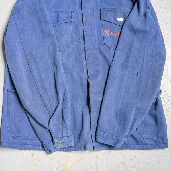 around 1970s Germany blue cotton twill work jacket -4 pockets-