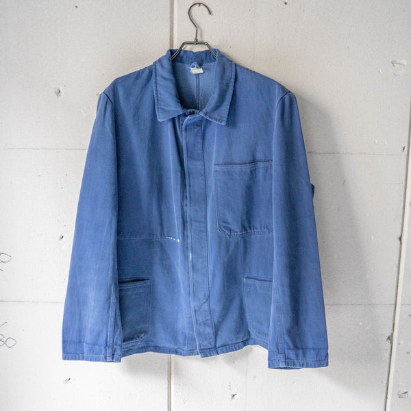 1970-80s Germany blue cotton twill work jacket -good fade-