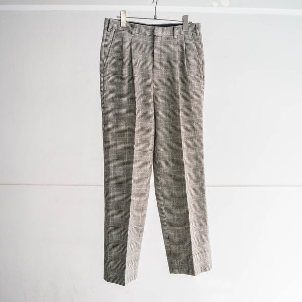 1980s Japan vintage glen check two tuck wool slacks