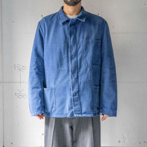 1970-80s Germany blue cotton twill work jacket -good fade-