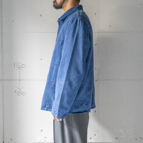 1970-80s Germany blue cotton twill work jacket -good fade-