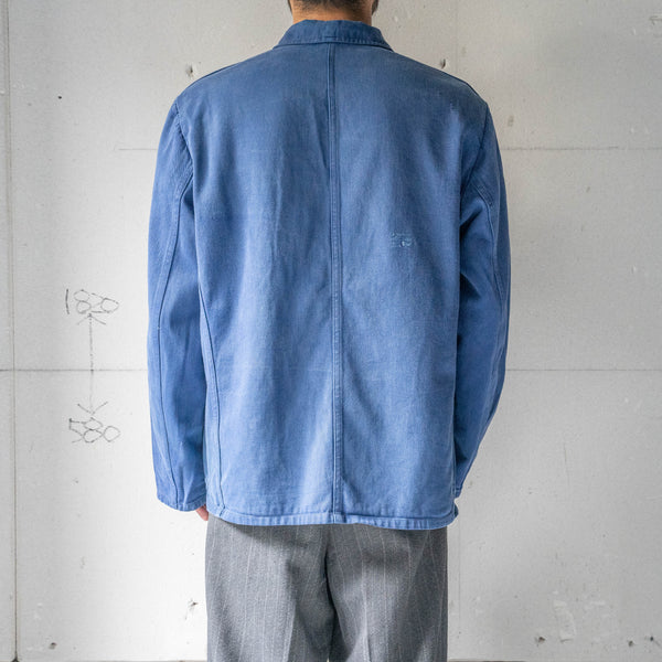 1970-80s Germany blue cotton twill work jacket -good fade-