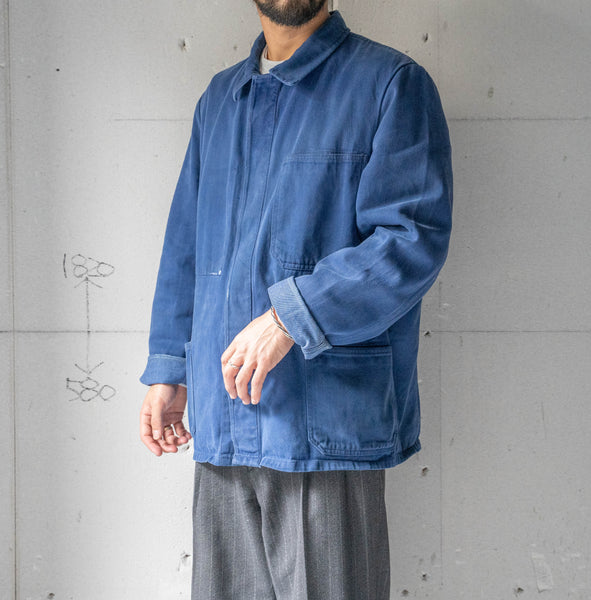 1970-80s Germany blue cotton twill work jacket -good fade-