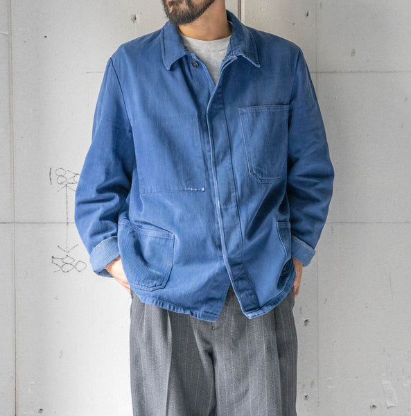 1970-80s Germany blue cotton twill work jacket -good fade-