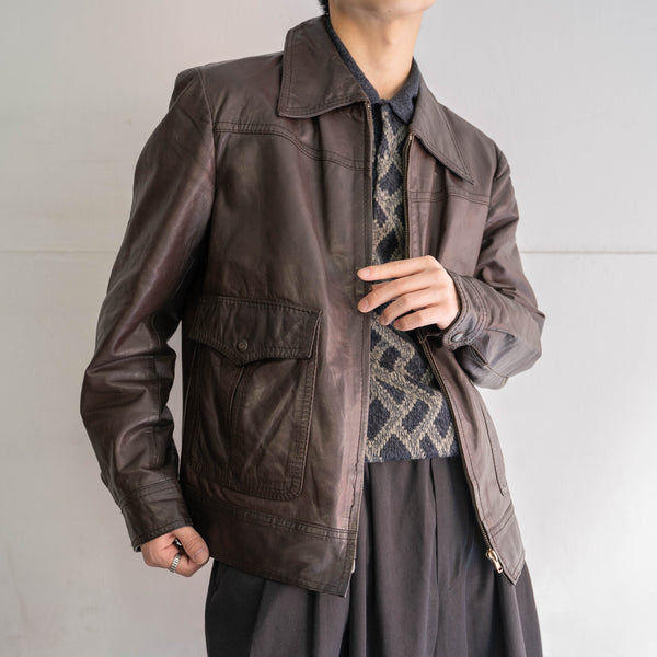 1960-70s 'McGREGOR' brown short leather jacket