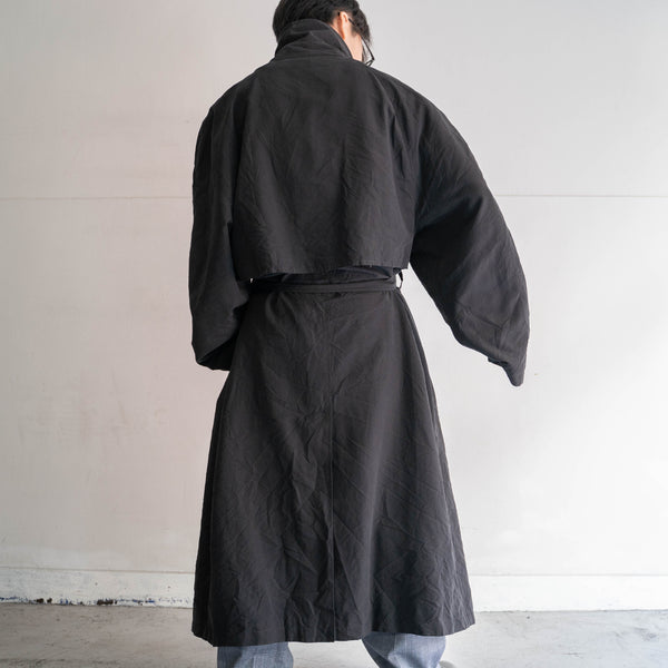 1990s black trench coat -super long length-