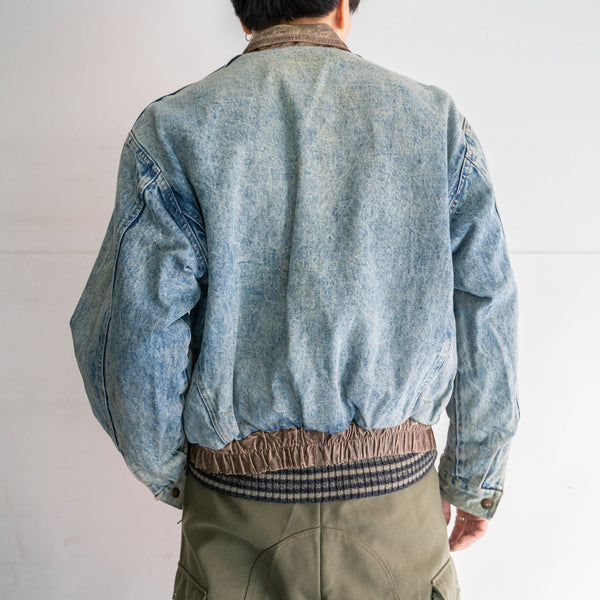 1980s brown leather & denim reversible blouson