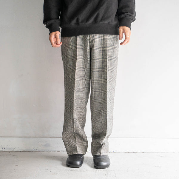 1980s Japan vintage glen check two tuck wool slacks