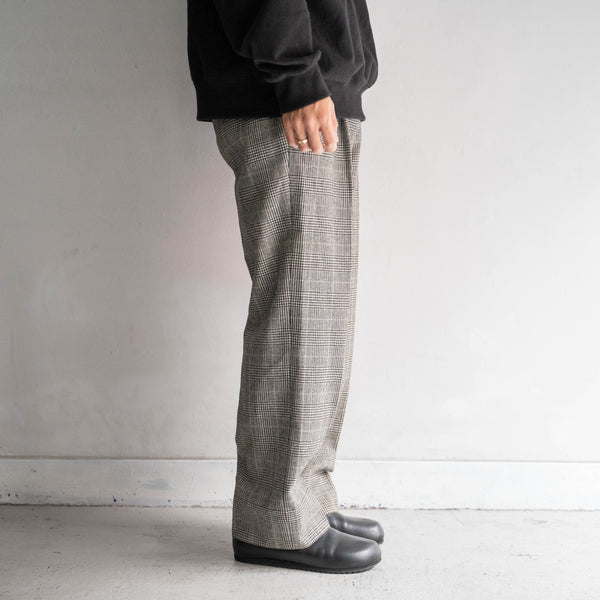 1980s Japan vintage glen check two tuck wool slacks