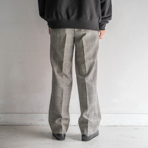 1980s Japan vintage glen check two tuck wool slacks