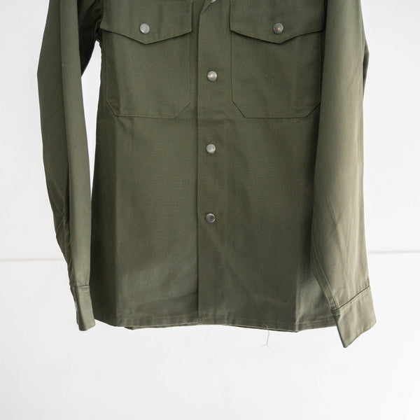 1990s Belgium military dark green shirt jacket "dead stock" -button type-