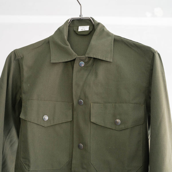 1990s Belgium military dark green shirt jacket "dead stock" -button type-