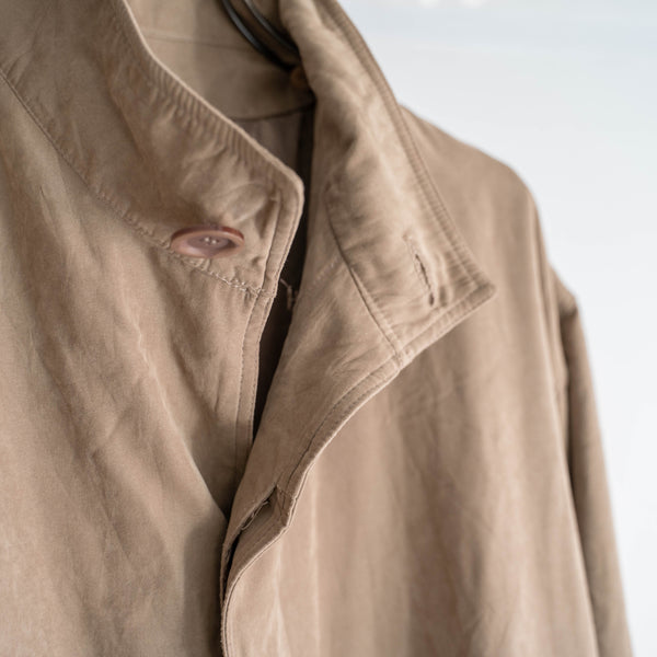1990s light brown stand collar long coat -super big size-