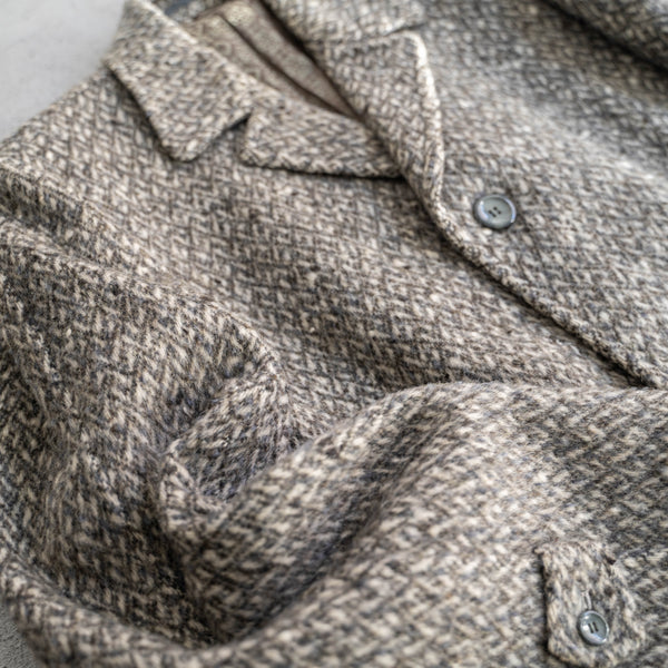 1970s Japan vintage black × white all-over pattern wool coat