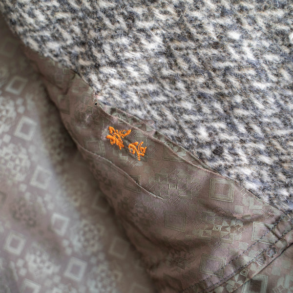 1970s Japan vintage black × white all-over pattern wool coat