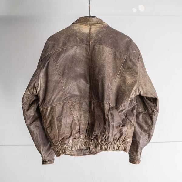 1980s brown leather & denim reversible blouson