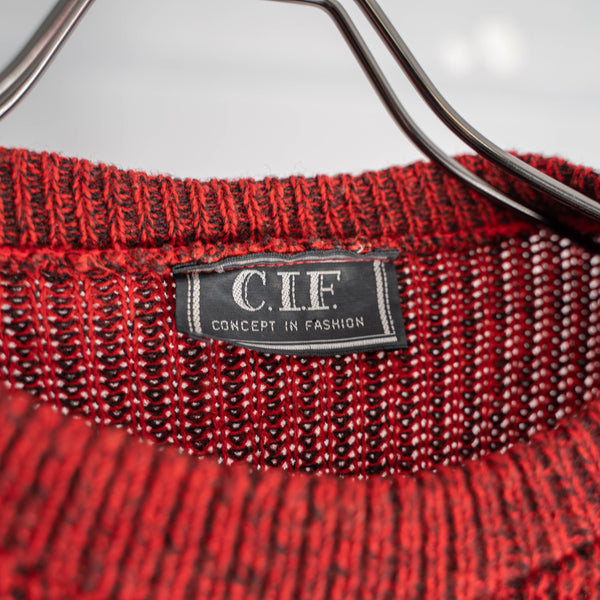 1990s red based short length knit