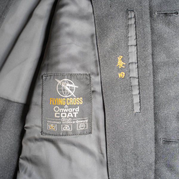 around 1980s Japan vintage black color soutien collar coat -good fabric-