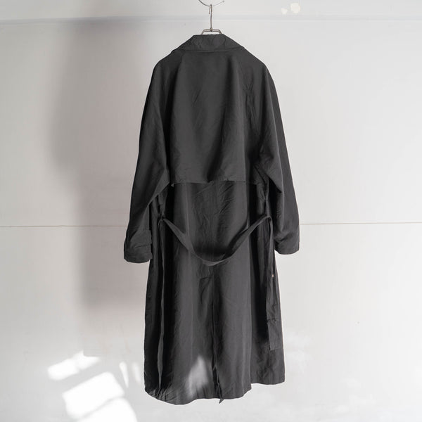 1990s black trench coat -super long length-