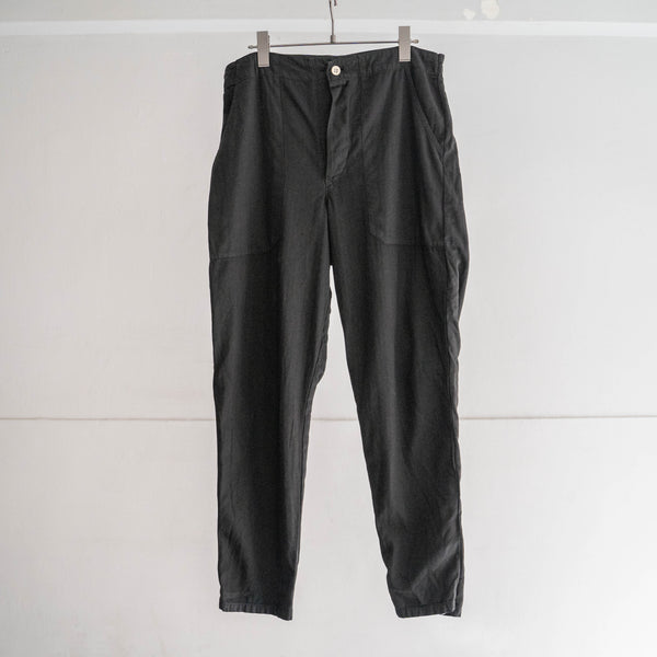 1980-90s Czech military cotton herringbone easy pants -with draw cord- "over dyed"