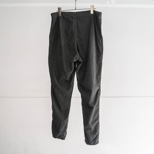 1980-90s Czech military cotton herringbone easy pants -with draw cord- "over dyed"