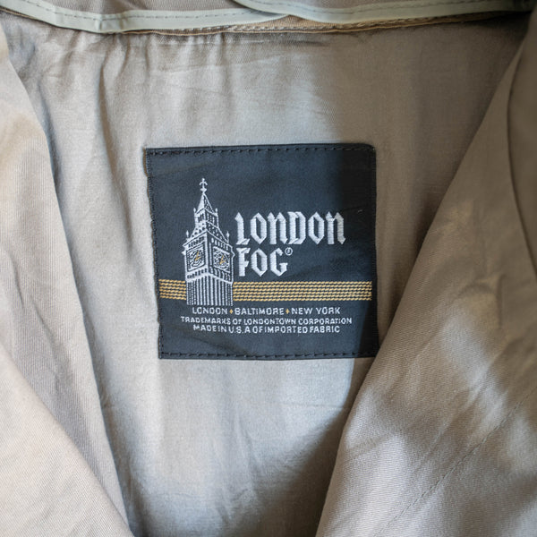 1980s 'LONDON FOG' beige balmacaan coat -with liner & chin strap-
