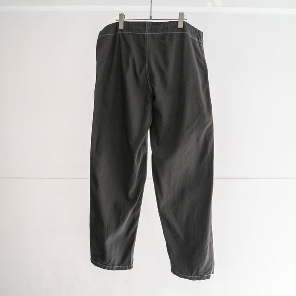 1980-90s Czech military cotton easy pants -with draw cord & white stitch- "over dyed"