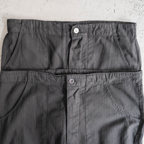 1980-90s Czech military cotton herringbone easy pants -with draw cord- "over dyed"