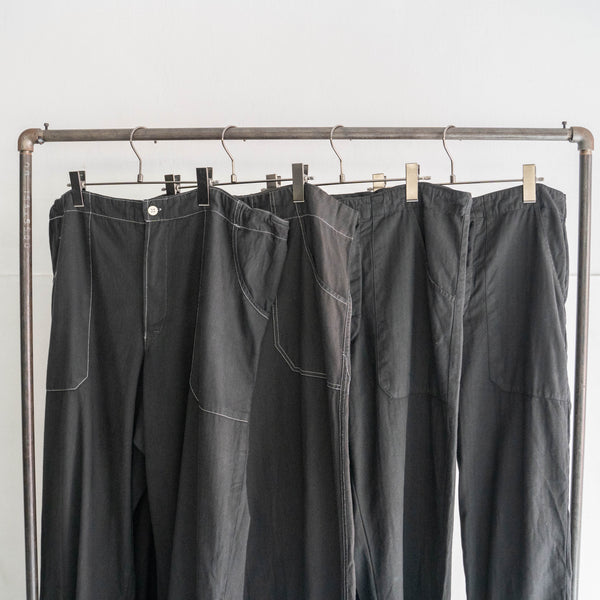 1980-90s Czech military cotton easy pants -with draw cord & white stitch- "over dyed"