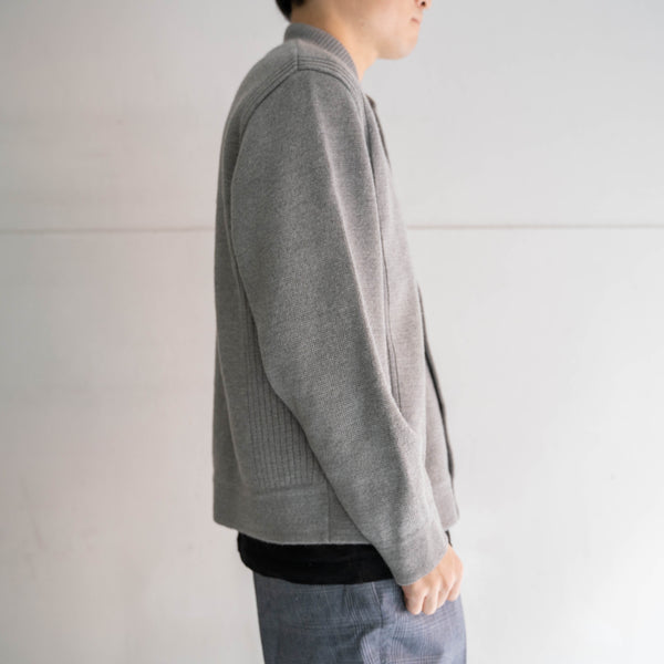 1980-90s Europe gray color full open knit jacket