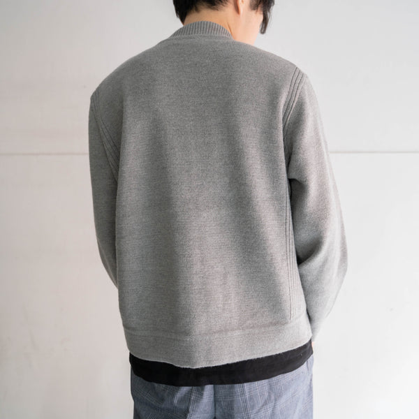 1980-90s Europe gray color full open knit jacket