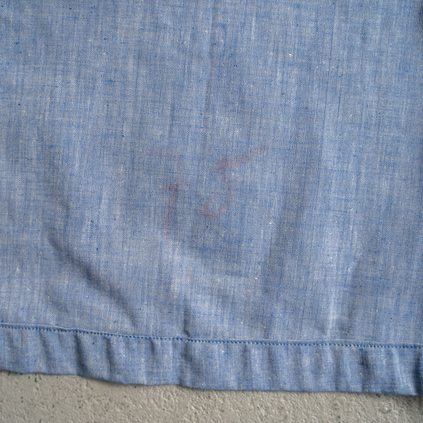 around 1950s French military blue chambray hospital coat -linen mix- 'dead stock'