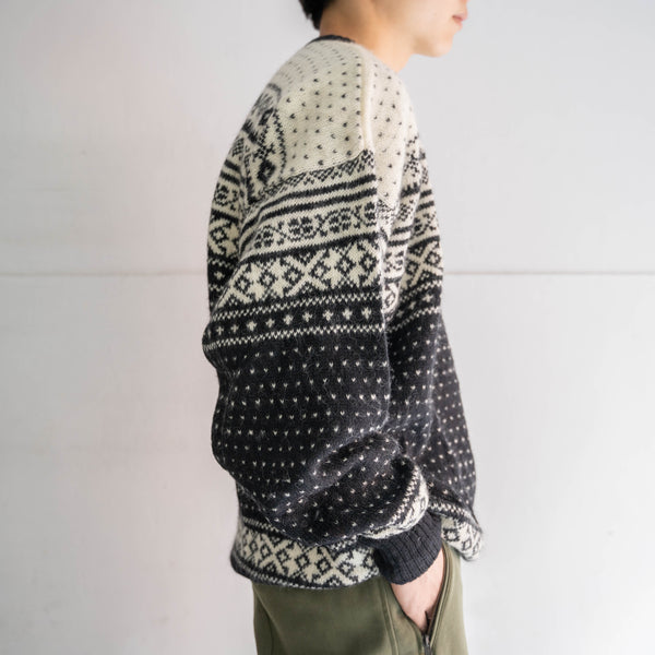 1990s white × black all-over pattern knit