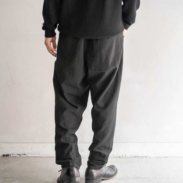 1980-90s Czech military cotton herringbone easy pants -with draw cord- "over dyed"
