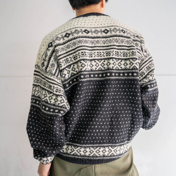 1990s white × black all-over pattern knit