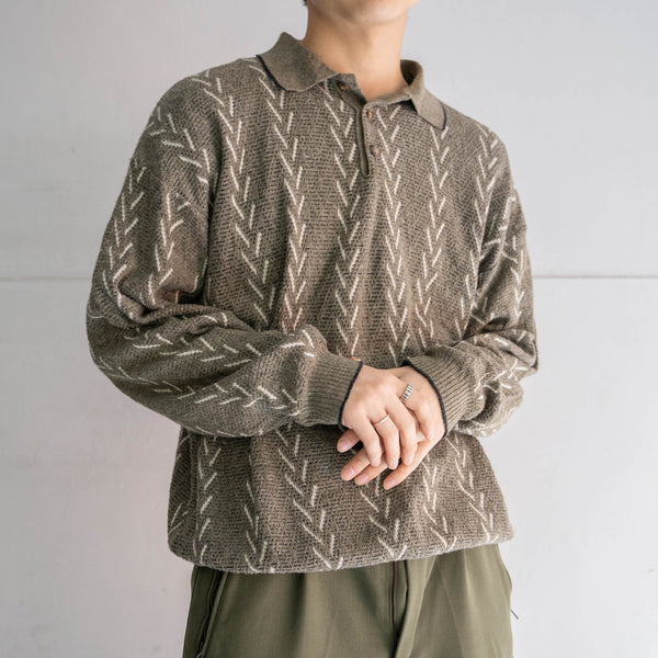 1980-90s Italy khaki × white knit polo