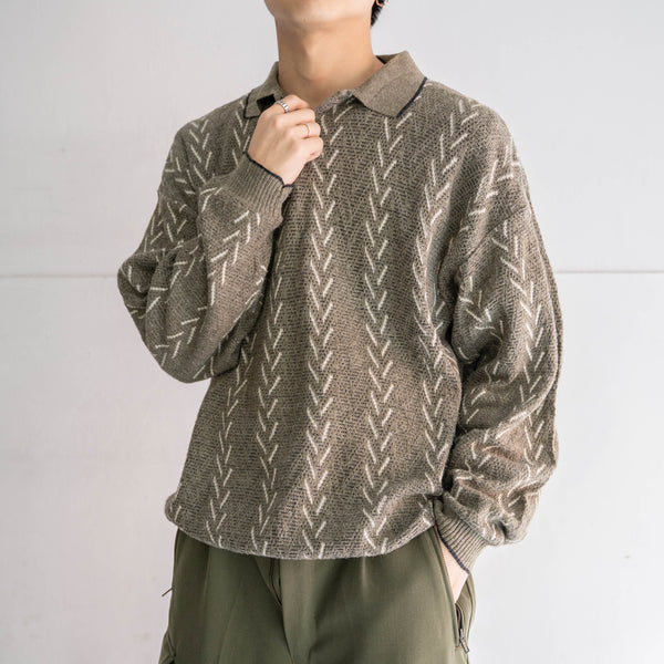 1980-90s Italy khaki × white knit polo