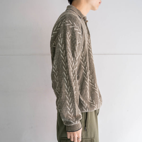 1980-90s Italy khaki × white knit polo