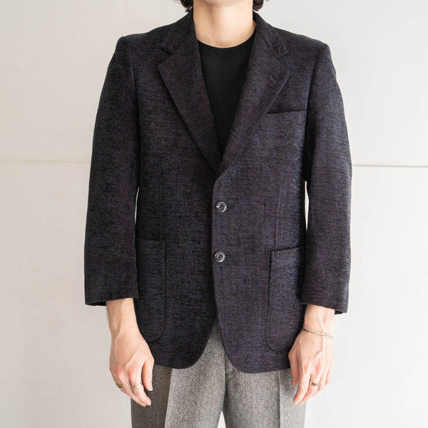 1980-90s Japan vintage black × red tailored jacket -unusual fabric-