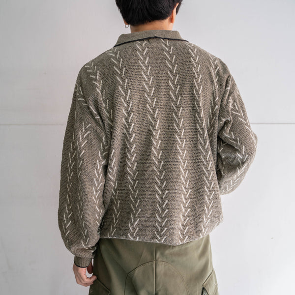 1980-90s Italy khaki × white knit polo