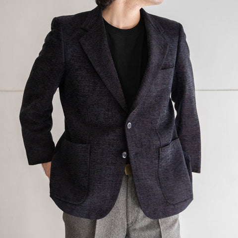 1980-90s Japan vintage black × red tailored jacket -unusual fabric-