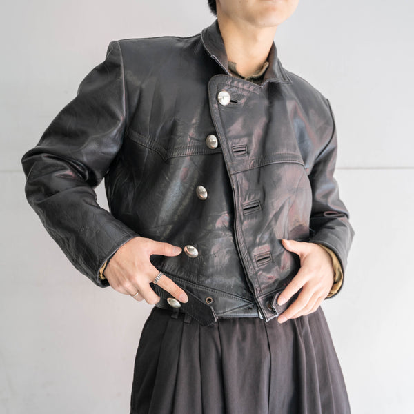 1970s Germany black motorcycle jacket -super short length-